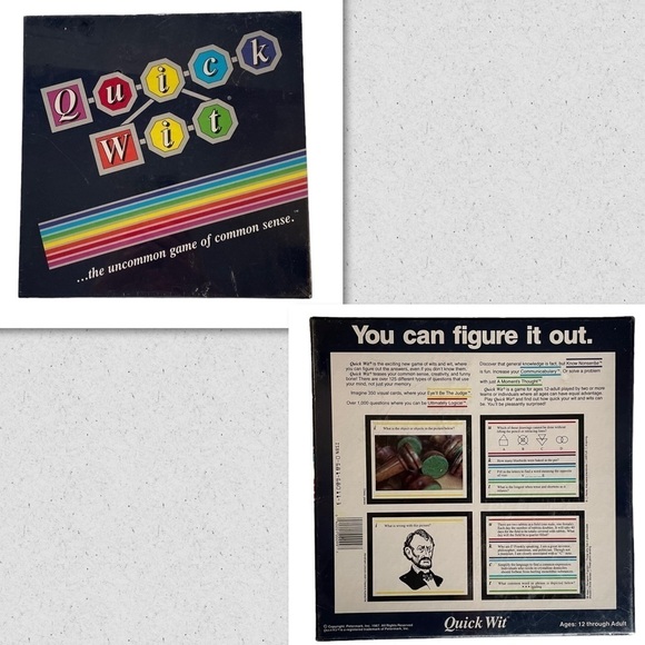 Vintage Quick Wit Board Game Common Sense Trivia Brand New Sealed 1987 family - Picture 9 of 9